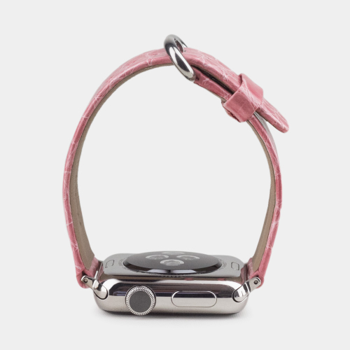 Ремешок для Apple Watch 44/45/46 mm  из кожи аллигатора, цвета бледно-розовый лак
