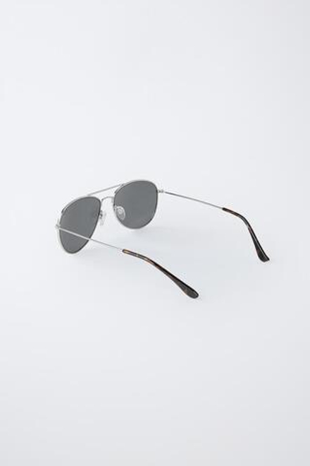 ZARA МЕТАЛЛИЧЕСКИЕ СОЛНЦЕЗАЩИТНЫЕ ОЧКИ-АВИАТОРЫ, СЕРЕБРИСТЫЙ