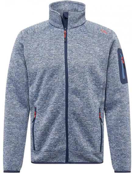 Толстовка флисовая CMP Men's mélange knit-tech heavy fleece, артикул 3H60747N, цвет BLUE INK-STORM-ARANCIO (05MM)