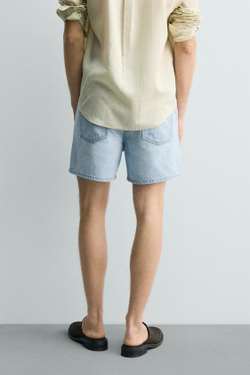 ZARA ДЖИНСОВЫЕ ШОРТЫ RELAXED FIT, ГОЛУБОЙ