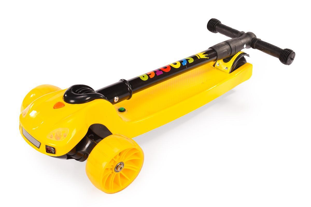 Самокат 3-х колесный, свет, звук, 02С (желтый)