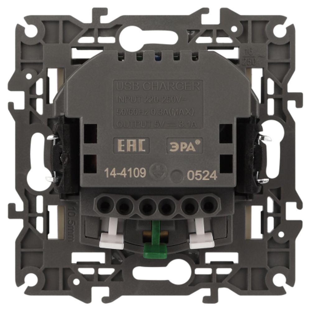 Розетка ЭРА Elegance 14-4109-02 2P+E 16A-250В штор. с 2xUSB 5В-3А слоновая кость