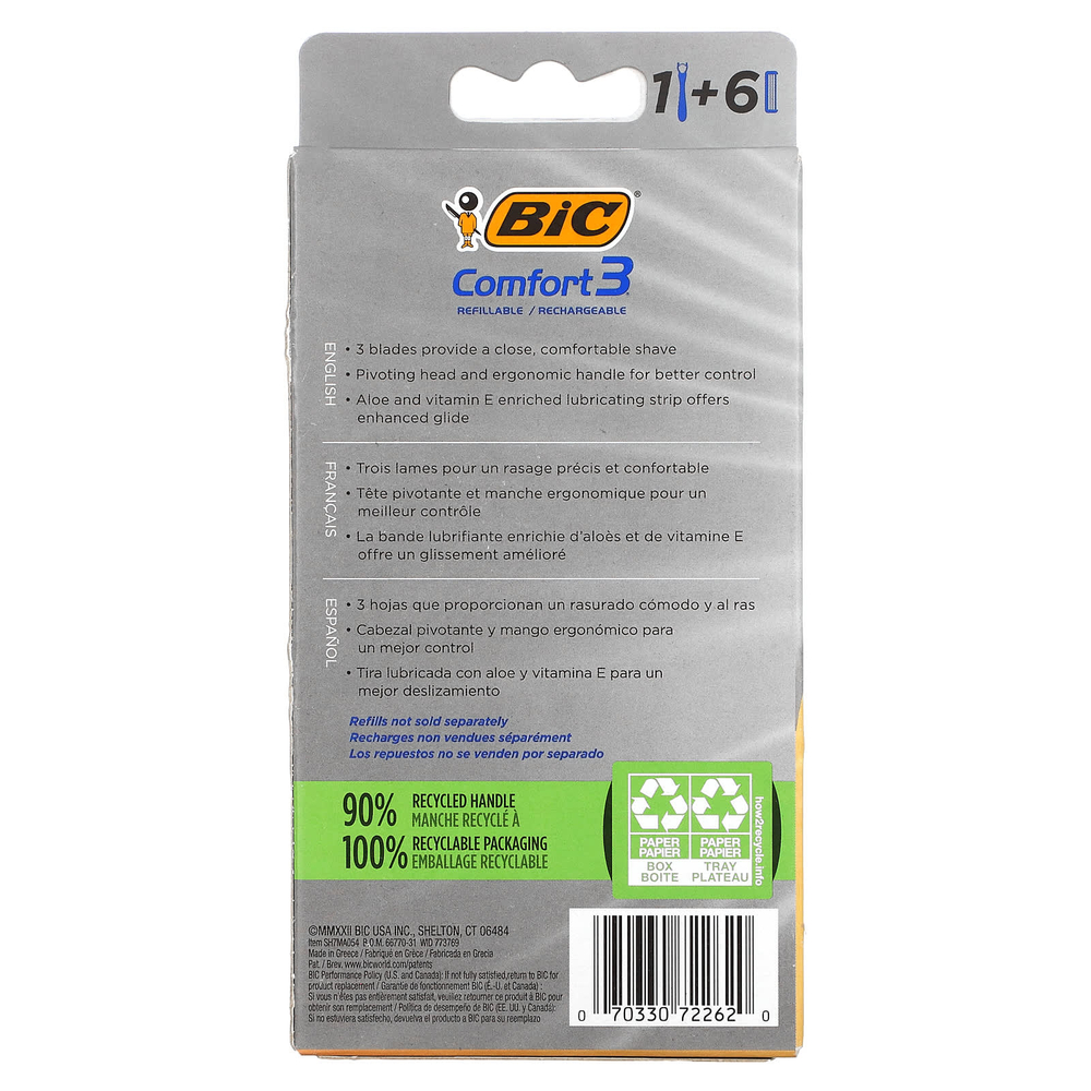 BIC, Комфорт 3`` 1 ручка, 6 картриджей