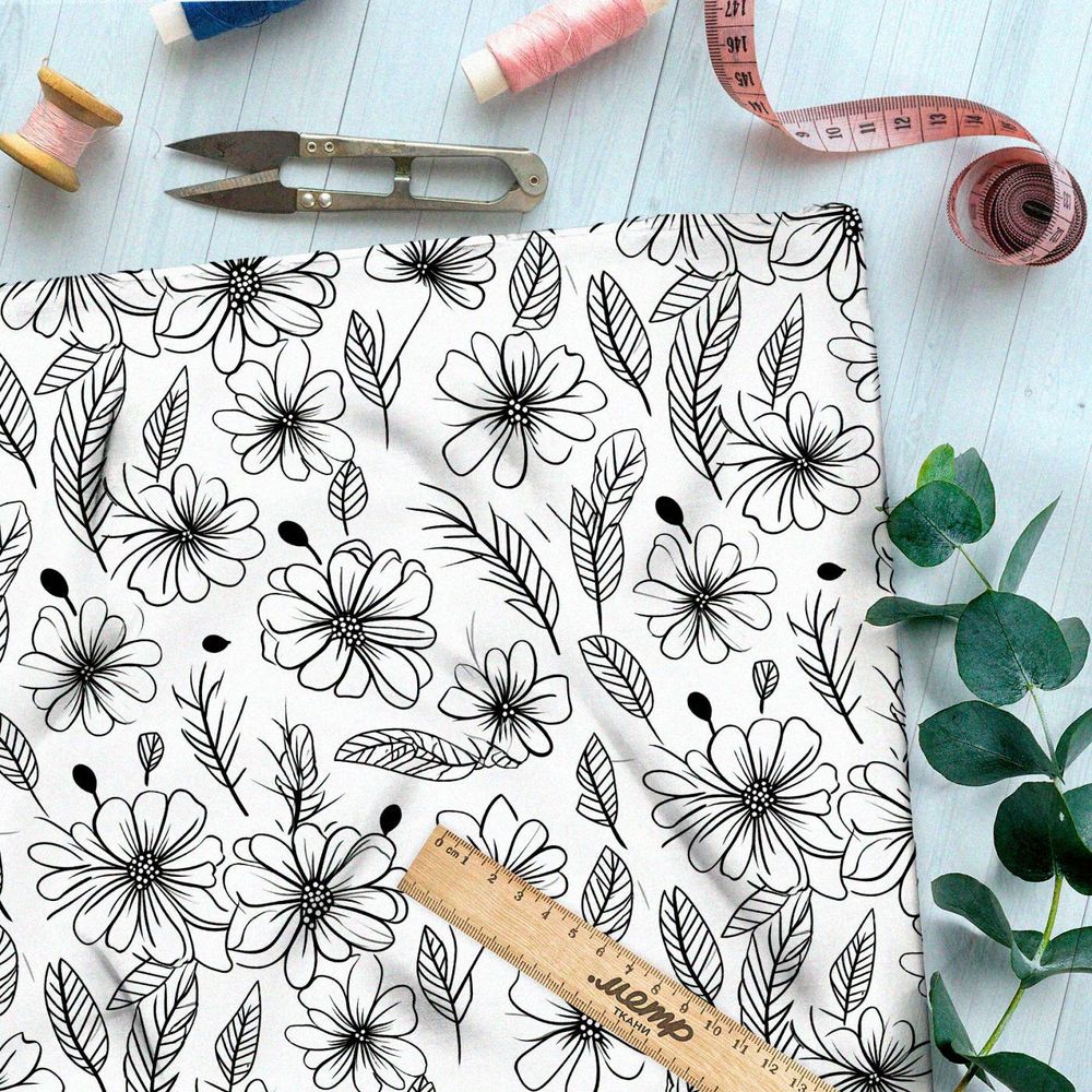 Ткань премиум шелк искусственный Армани упрощенный полевой мотив