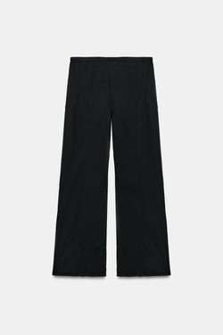 ZARA БРЮКИ СТРУЯЩЕГОСЯ КРОЯ С ДЕКОРАТИВНЫМИ ШВАМИ, ЧЕРНЫЙ