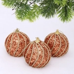 Новогодние шары «GLAME - Блестящий мир» 8 см (набор 3 шт), Розовое золото