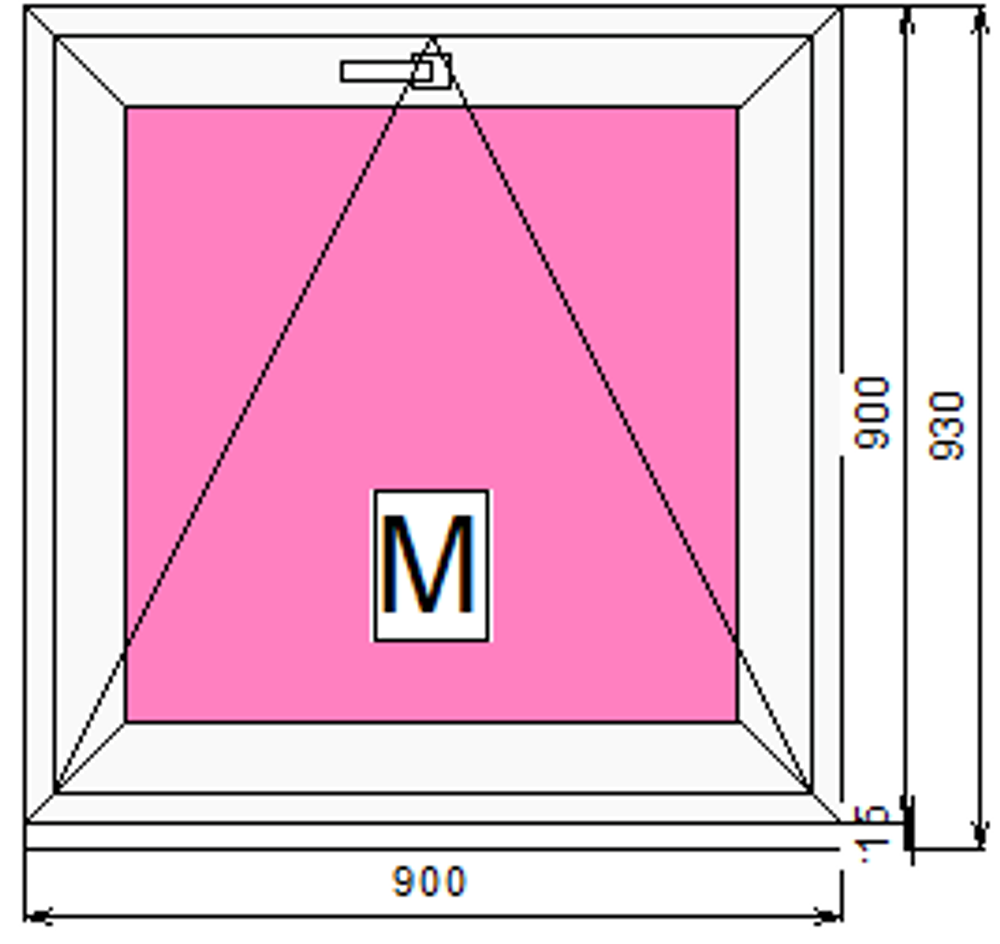 Пластиковое окно 900 х 900 фрамуга ТермА Эко + Москитная сетка