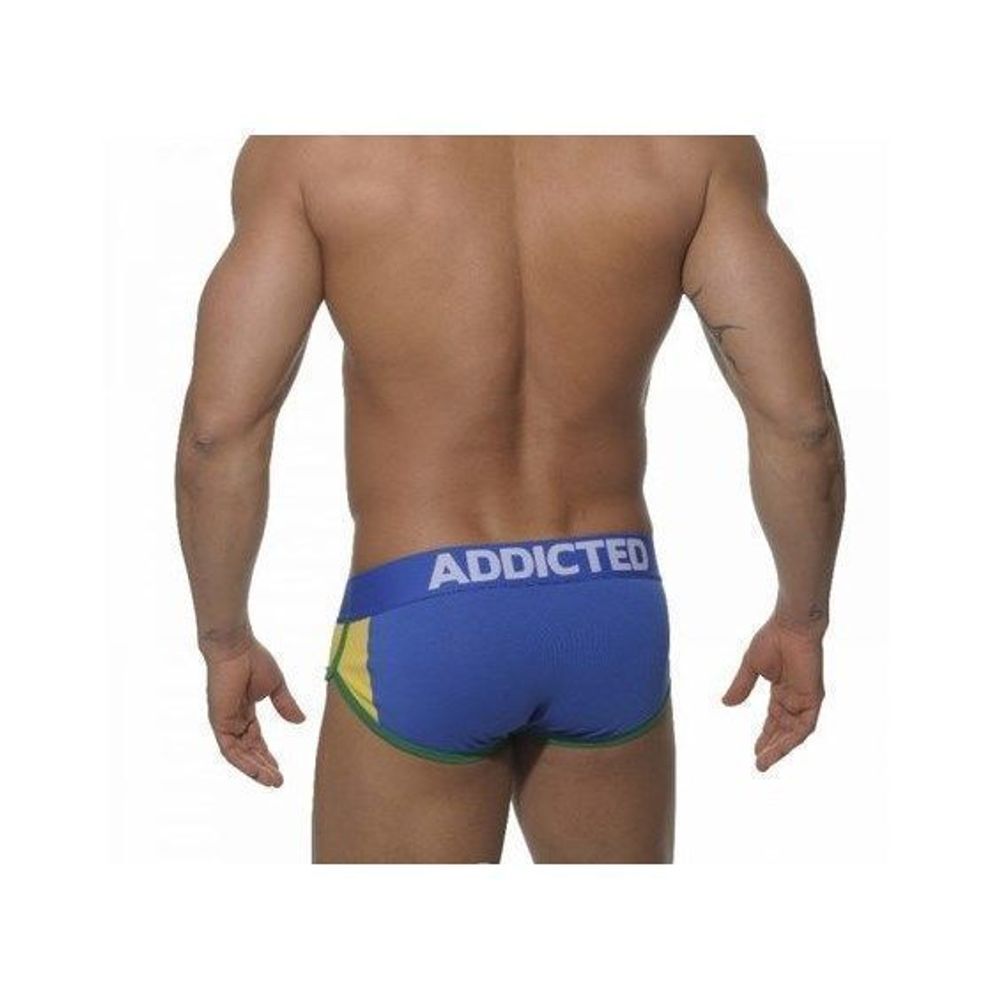 Мужские трусы брифы синие с желтыми вставками по бокам Seobean Addicted Brasil