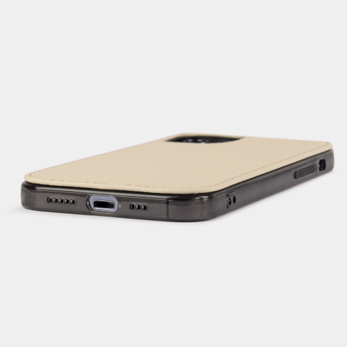 Накладка для iPhone 12/12Pro из кожи теленка, цвета молоко