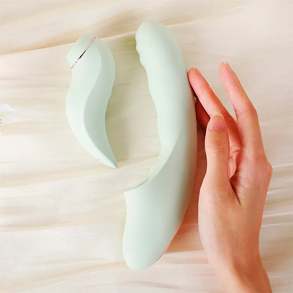 Мятный вибратор-кролик 19см из 2 частей BeYourLover Fatima Green TL278A-G