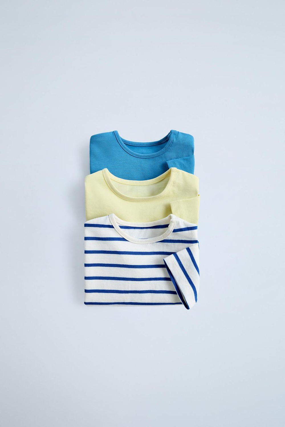 ZARA НАБОР ИЗ ТРЕХ ФУТБОЛОК В ПОЛОСКУ, СИНИЙ