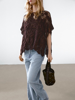 Massimo Dutti Накидка из ажурного кружева, Баклажанный