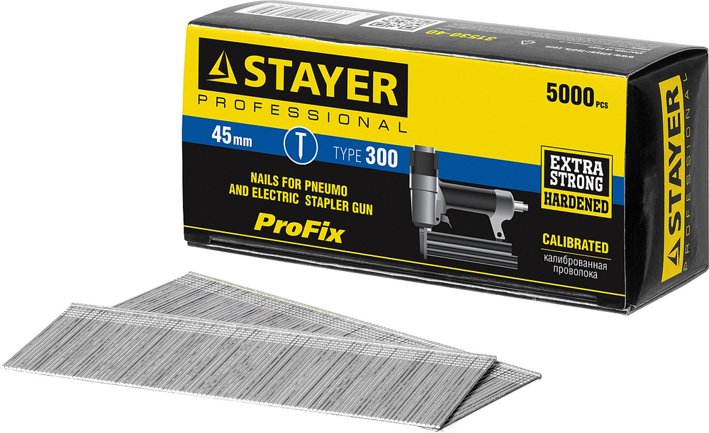 STAYER гвозди тип 300 (47/J/F), 45 мм, калибр 18GA. 5000 шт. (31530-45)