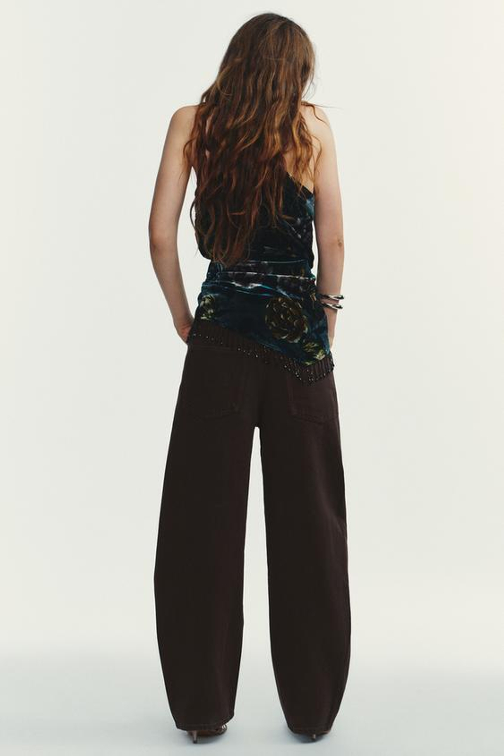 ZARA ДЖИНСЫ TRF BAGGY BALLOON СО СРЕДНЕЙ ПОСАДКОЙ, КОРИЧНЕВЫЙ