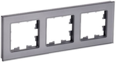 BRITE Рамка 3 -местная РУ-3-2-БрСе стекло серый IEK