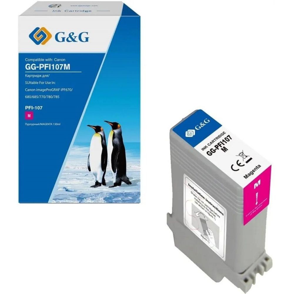 Картридж G&amp;G, аналог Canon PFI-107M (6707B001) пурпурный 130ml