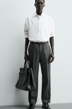 ZARA БРЮКИ STRAIGHT FIT КОМФОРТ, СЕРЫЙ МЕЛАНЖ