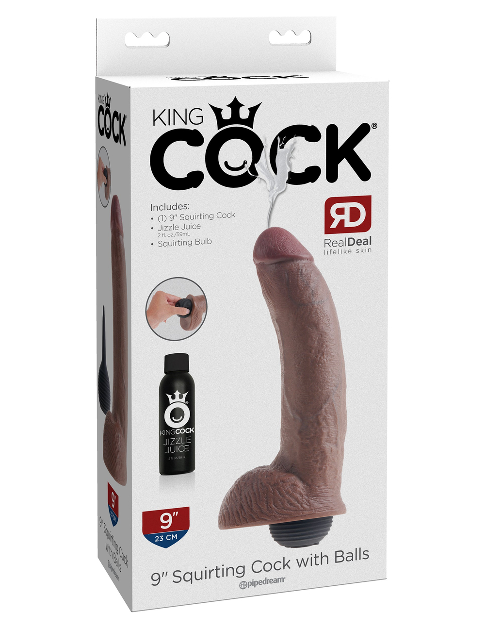 Фаллоимитатор с имитацией семяизвержения King Cock 9" Squirting Pipedream 560329PD