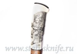 Нож ШУТ авторская работа Скримшоу Игорь Гулин Бивень Мамонта Мозаичный дамаскфотография - 8