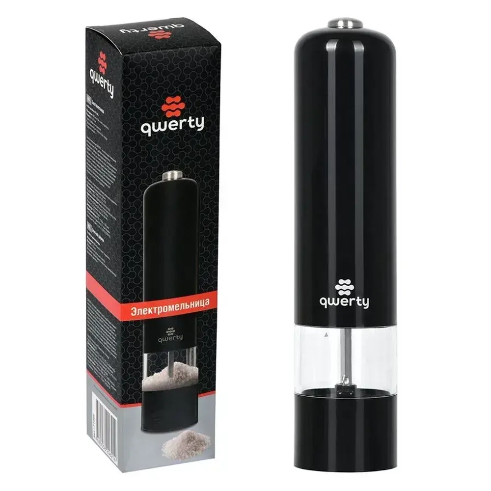 Электромельница перец/соль, пластик, 5см, Черный, на батарейках 4хАА (в комплект не вх