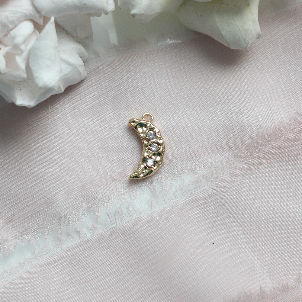 п262-з Подвеска "Долька лимона" с фианитами 16*9мм, позолота