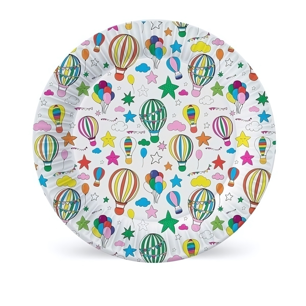 Набор бумажных тарелок Шарики с обводкой, 6 шт d=230 мм