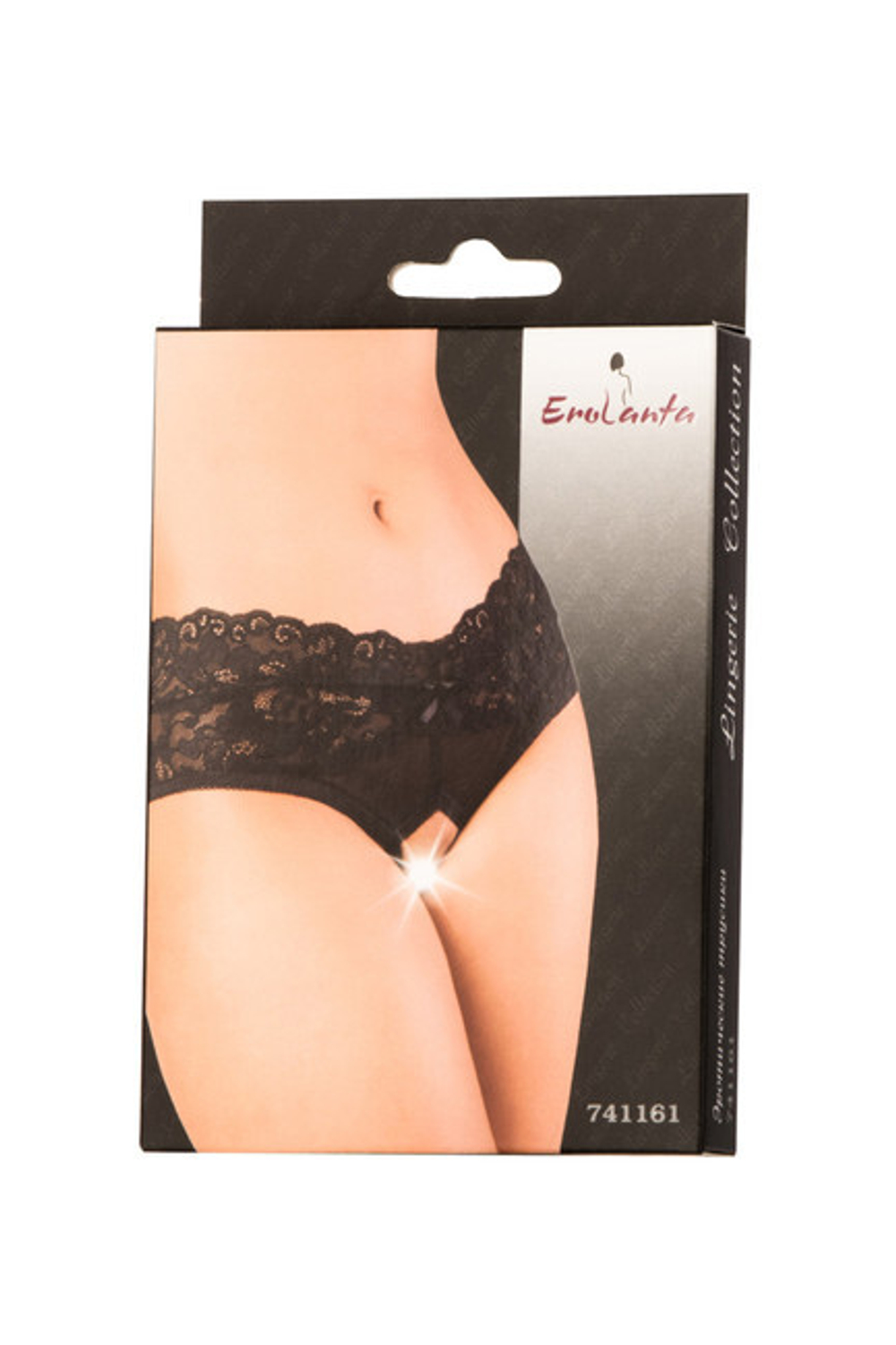 Эротические трусики кружевные со вставкой (46-48) (Цвет: черный)