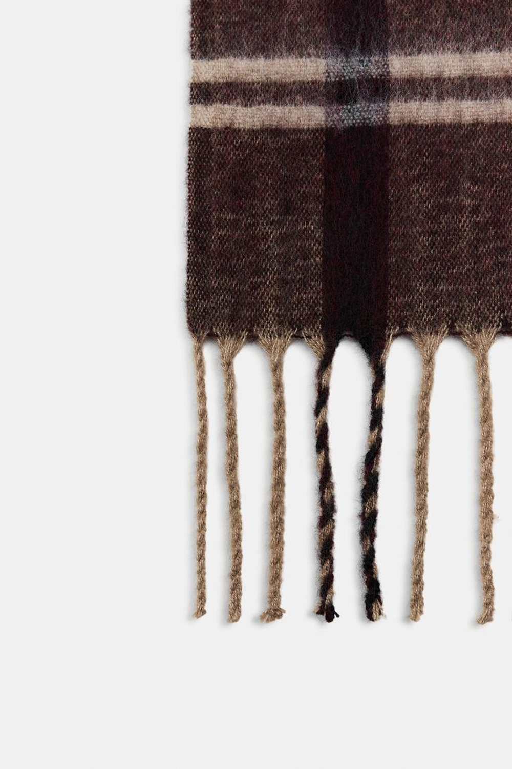 ZARA ЖАККАРДОВЫЙ ШАРФ В КЛЕТКУ, ГРАНАТОВЫЙ