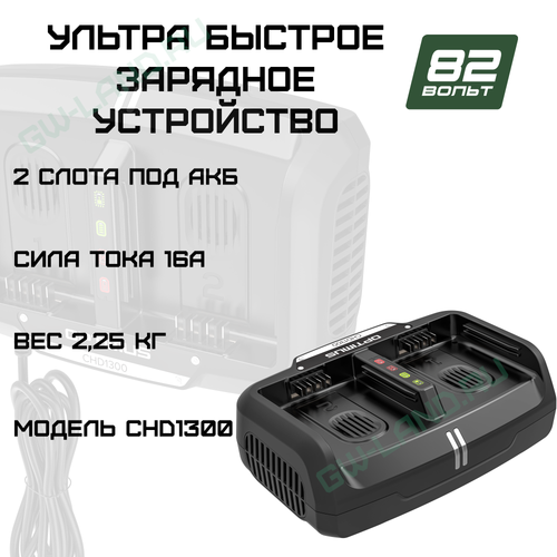 Ультра быстрое двух портовое зарядное устройство Greenworks CHD1300, 82V (2960507)