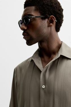 ZARA РУБАШКА ИЗ СТРУЯЩЕЙСЯ ТКАНИ С БАНТОМ, РЫЖЕВАТО-КОРИЧНЕВЫЙ