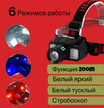 Фонарь налобный яркий Wave sensor Огонь MF-635