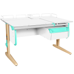 Растущая парта Дэми СУТ 25 с задними полками СУТ.15.210 и навесной тумбой (1200×880 мм)