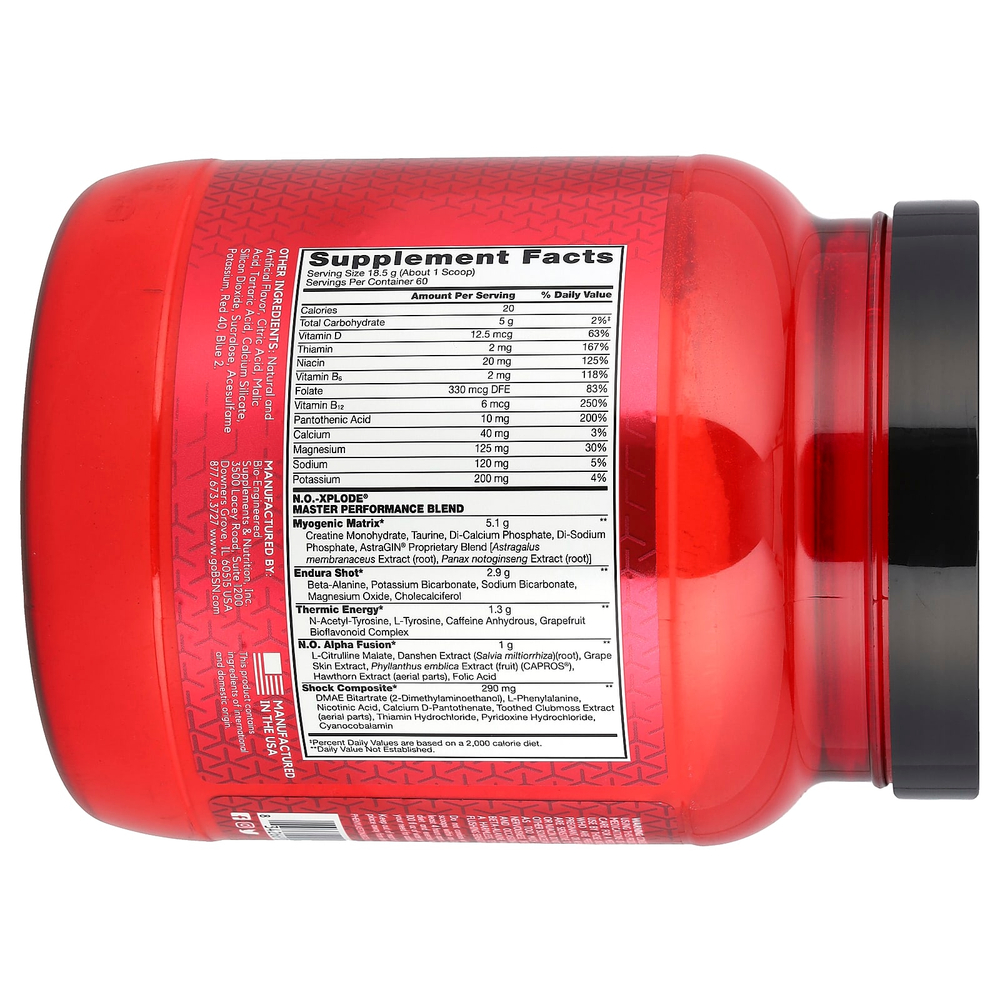 BSN, NO-Xplode®, легендарный предтренировочный комплекс, со вкусом винограда, 1,11 кг (2,45 фунта)