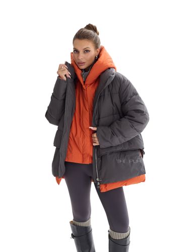 Куртка с контрастной отделкой в графитовом цвете