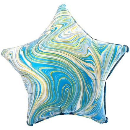 Шар Anagram звезда 18" с рисунком Мрамор голубой #42099