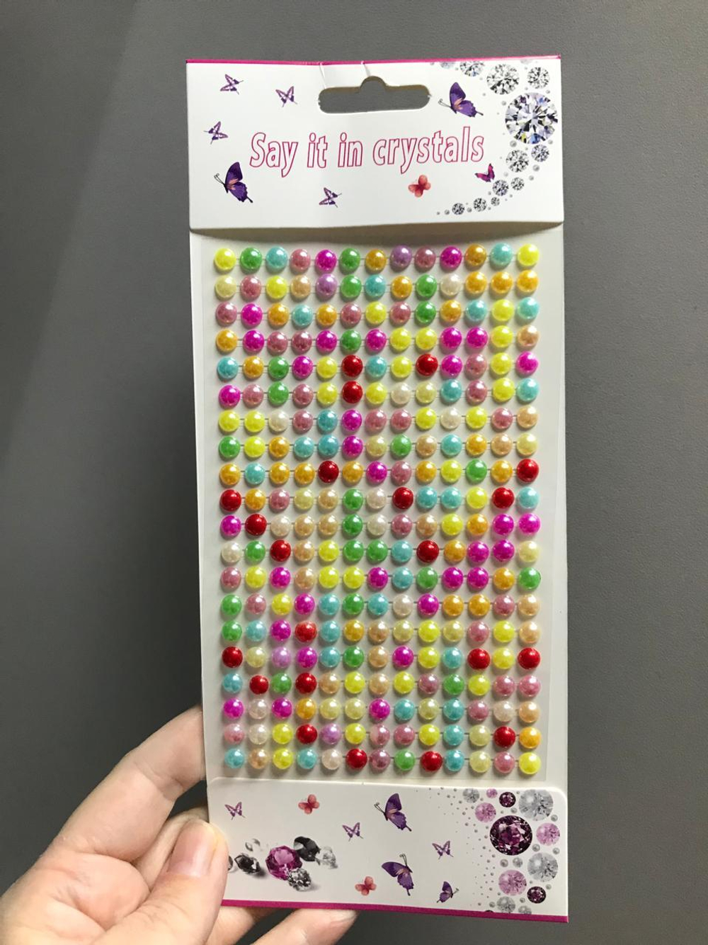 Стразы самоклеющиеся жемчужные разноцветные 6 мм 260 шт