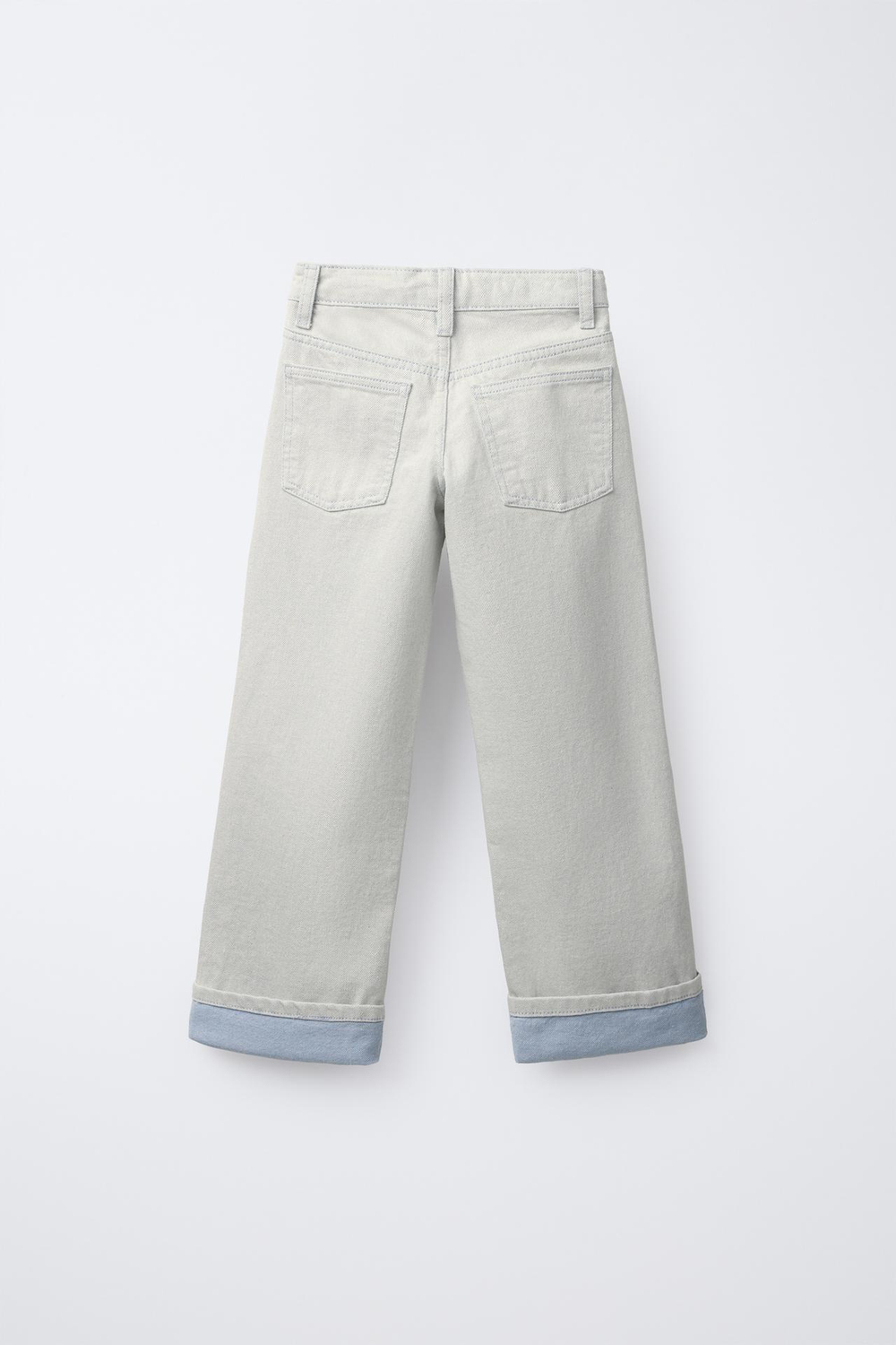 ZARA ДЖИНСЫ ПРЯМОГО КРОЯ С ПОДВЕРНУТЫМ НИЗОМ, НЕБЕСНО-ГОЛУБОЙ