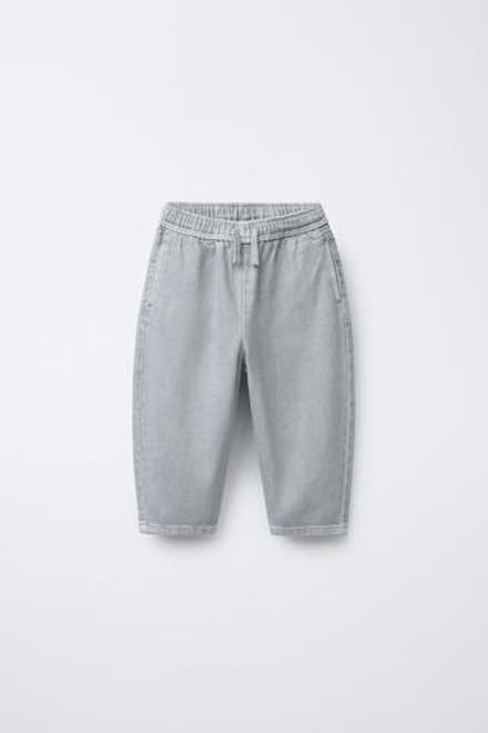 ZARA БРЮКИ-БАЛЛОНЫ ИЗ ТВИЛА, ГОЛУБОЙ