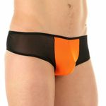 Мужские трусы брифы черные с оранжевой вставкой Cosmos Colors сеточка 35623