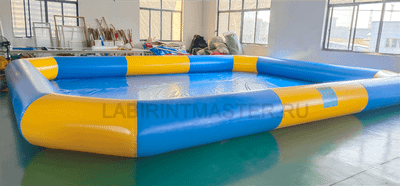 Прямоугольный надувной бассейн "Полосатик" 9х7х0.65 м, голубой, жёлтый