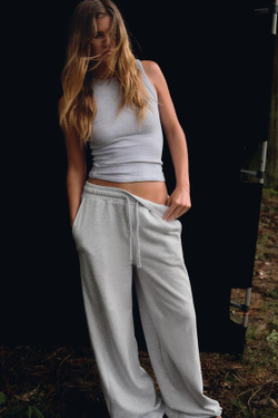 ZARA БРЮКИ С ЛИНЯЛЫМ ЭФФЕКТОМ, СЕРЫЙ МЕЛАНЖ