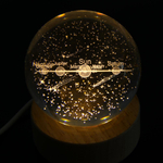 Светильник LED, USB, стекло, дерево, теплый свет, 6х7,5см