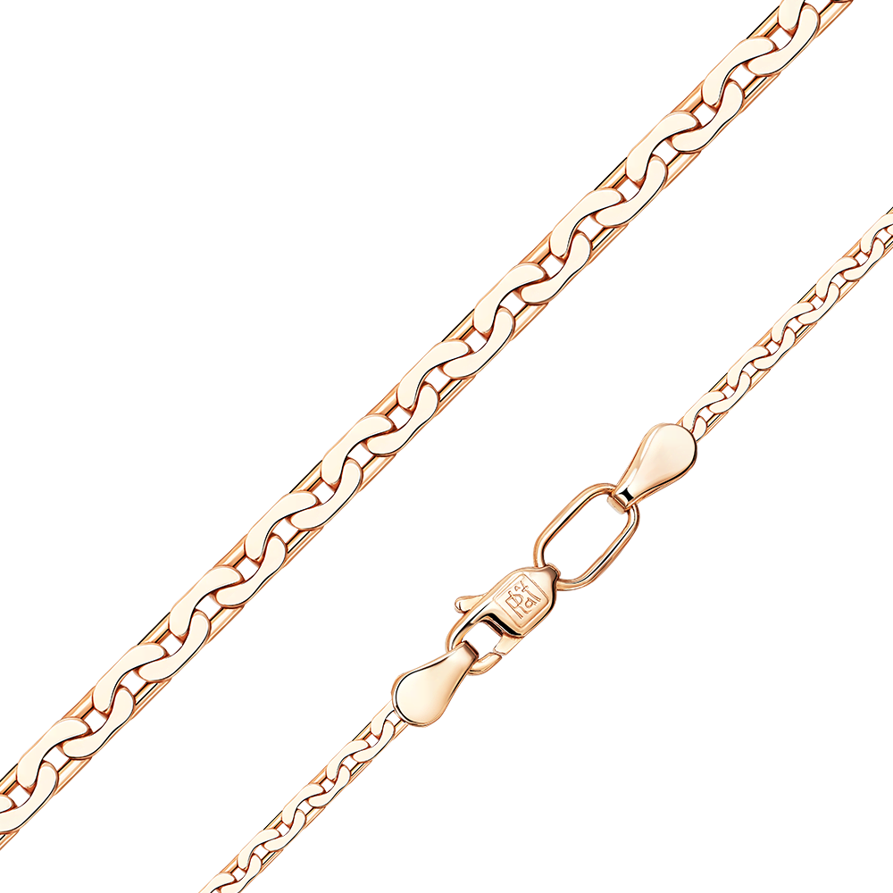 Цепь из красного золота с алмазной гранью (плетение «Якорное плоское»)