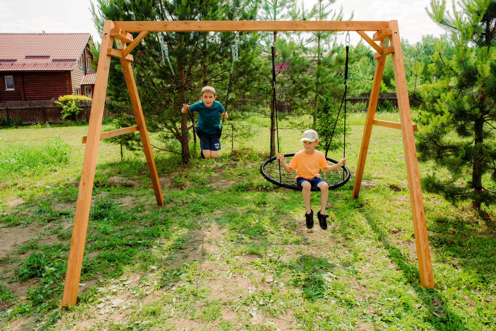 Деревянные качели с качелями гнездо 100 см и гибкими качелями