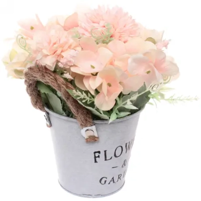 Цветочная композиция «Александрия» 20*11*9см в кашпо с ручками, цвет нежно-розовый