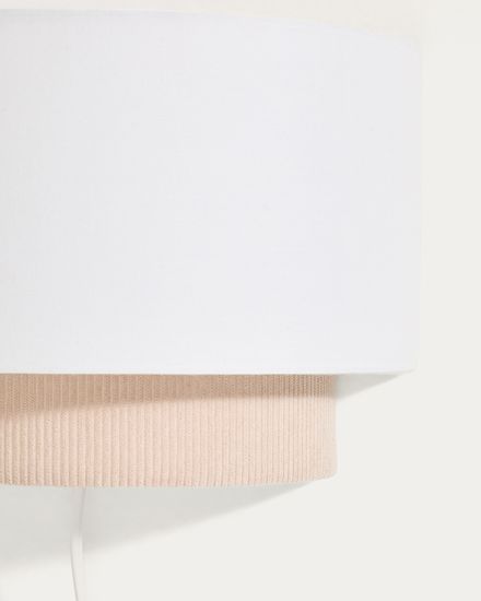 Настенный светильник Bianella из хлопка и бежевого вельвета, Ø 40 см