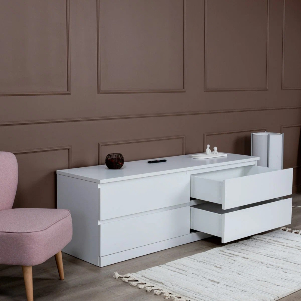 Комод Варма Прайм 4Д, 160x55x48 см, белый