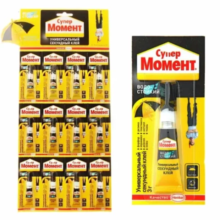 Клей МОМЕНТ Супер 3г ВОДОСТОЙКИЙ карта (12шт)