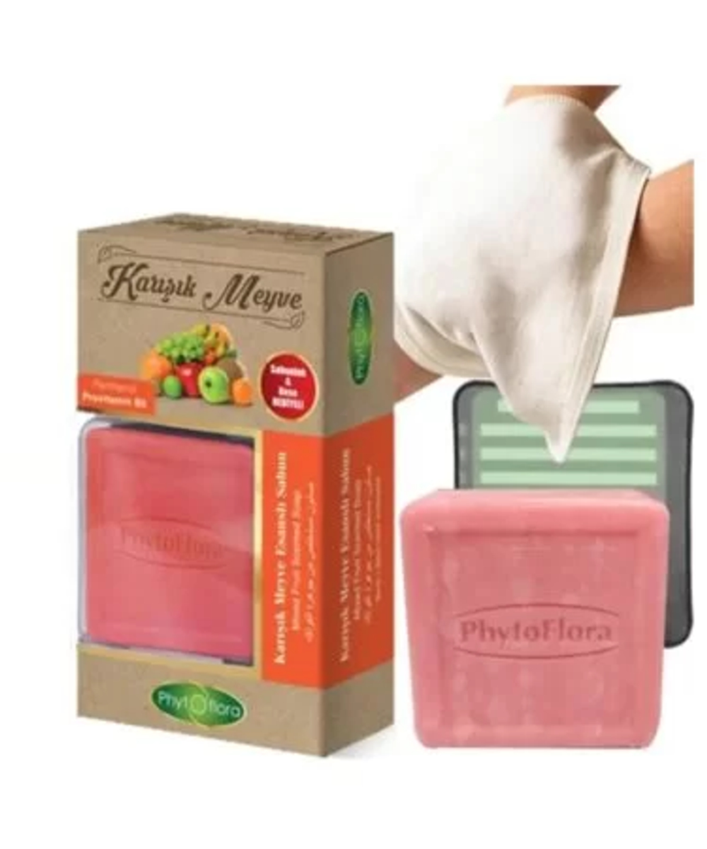 Мыло фруктовый микс с тур. мочалкой, PhytOflora, 125гр
