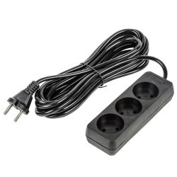 S-CU3-5 BLACK Удлинитель серии Ultra. шнур 5м.. 3 гнезда. 10A. б-з. Черный. TM Uniel
